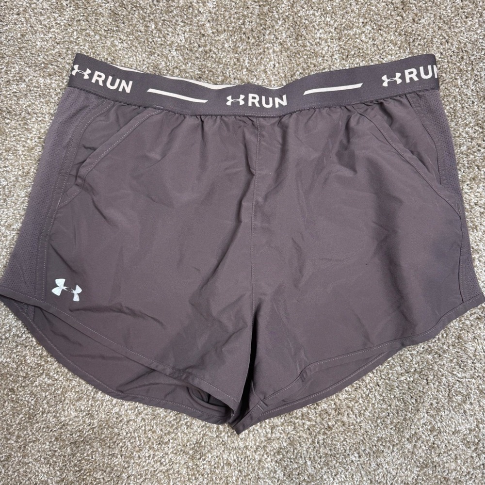 Under Armour HeatGear Women Running Shorts Purple Mauve Loose Fit 1331828 Large
